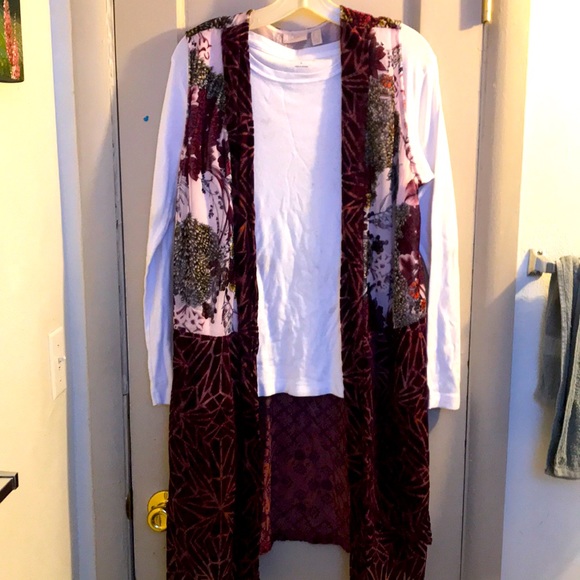 LOGO by Lori Goldstein LOGO Lavish burnout velvet duster vest - Picture 2 of 9